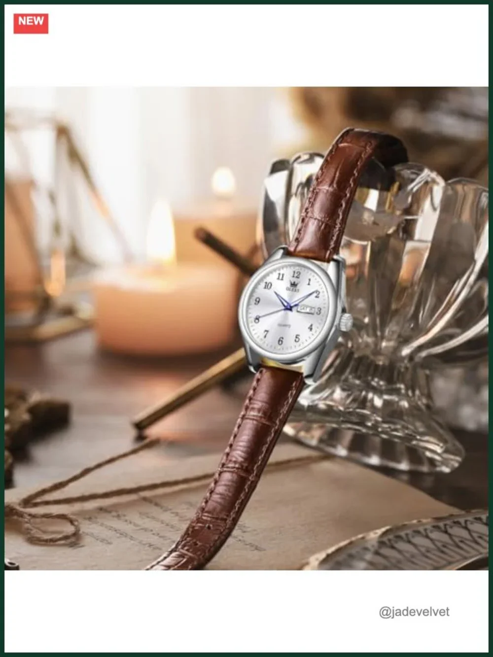 Women's Classic Round Dress Watch Leather Strap Analog Quartz Water Resistant